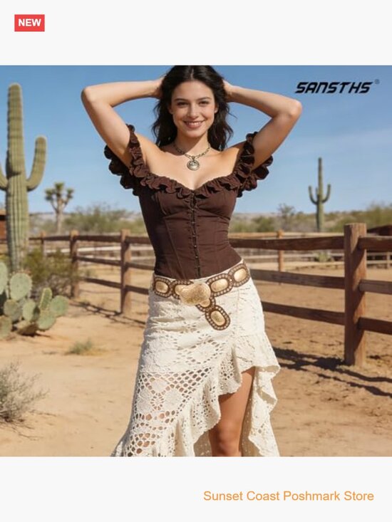 Womens Concho Wide Western Disc Belt for Jeans Dress Cowgirl Cowboy Boho main image 4